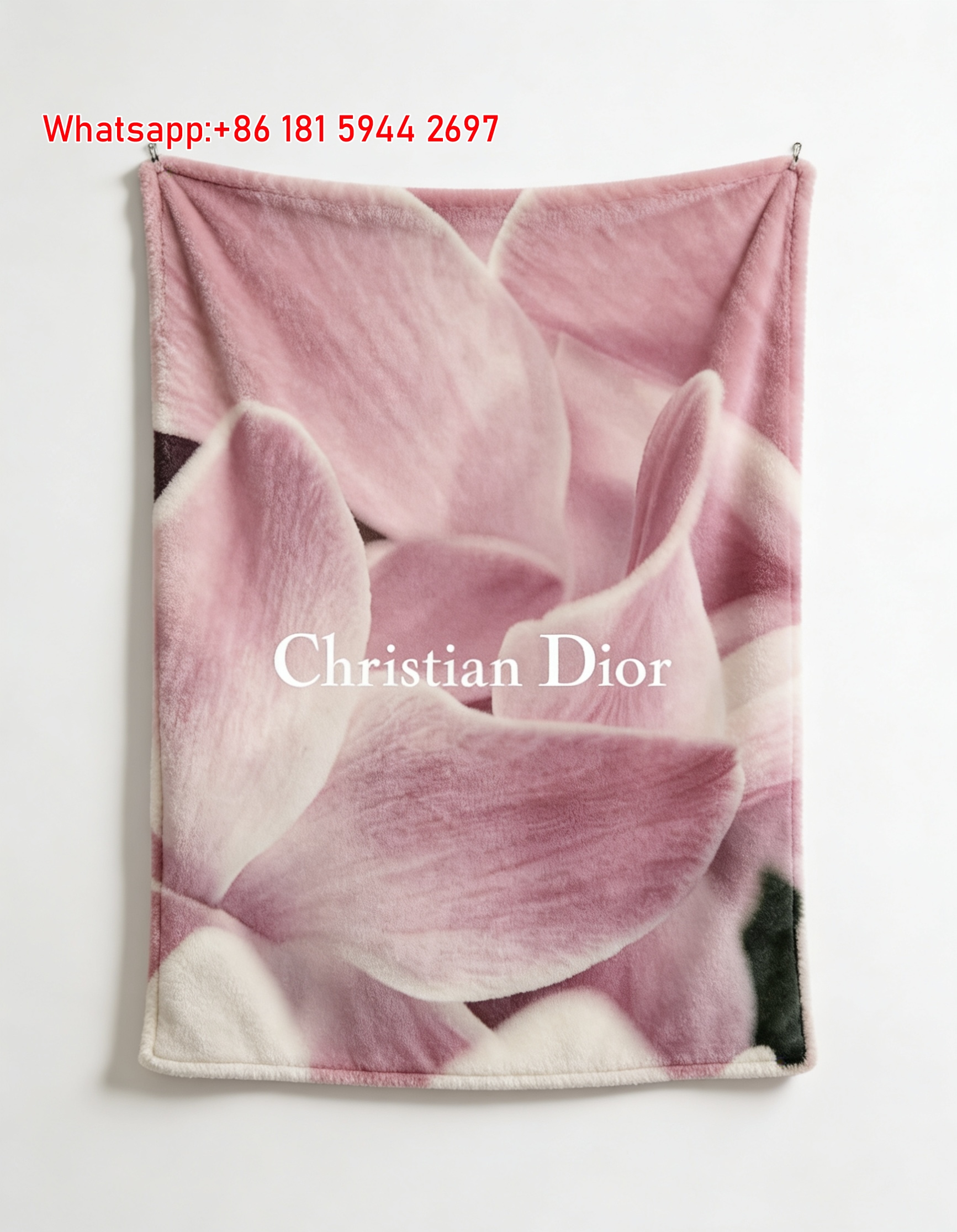 Christian Dior Pink Floral Flannel Sofa Throw Blanket D347